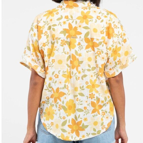 Billabong Made For Sun Oversized Button Up Shirt Womens Small Cotton Floral - Picture 4 of 11